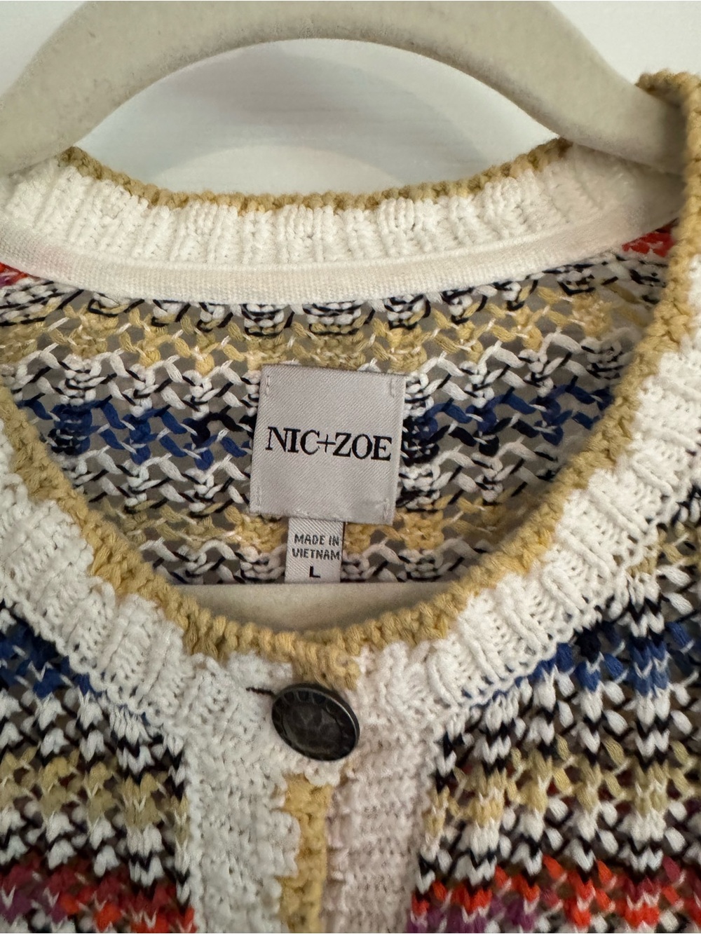 NIC+ZOE Multicolor Striped Tweed Cardigan - Yellow Trim - Picture 4 of 4